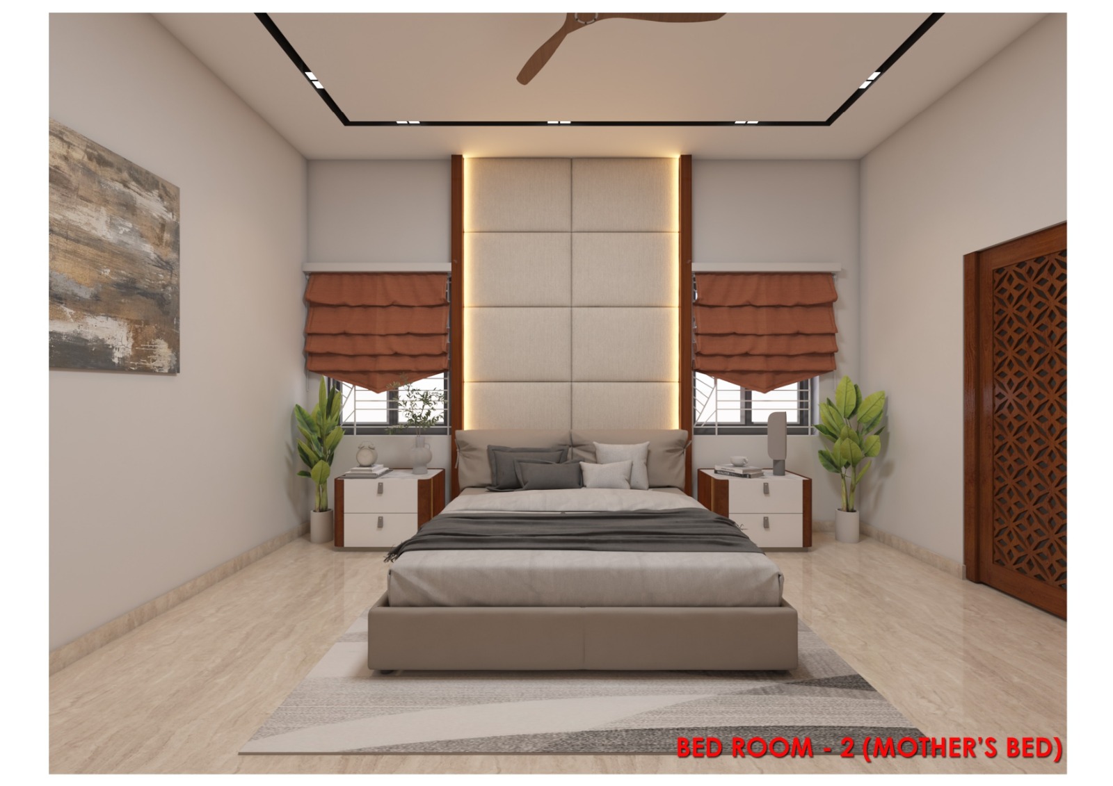 Warm residential bedroom interior
